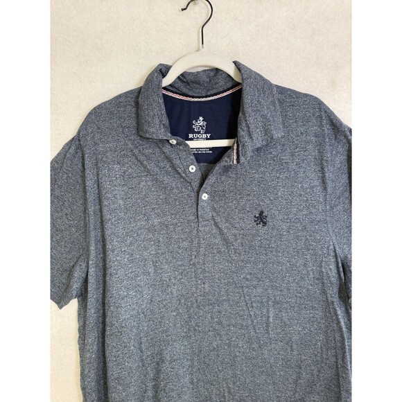 Rugby University Shirt Men Extra Large Blue V Neck Modern Preppy Short Sleeve XL - Picture 2 of 9